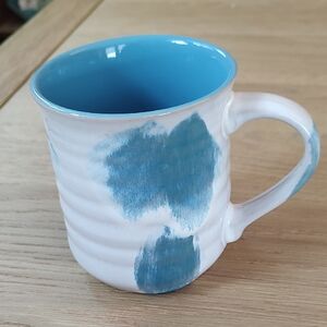 Handmade Ceramic Mug Blue and White 4.5 Inches Tall